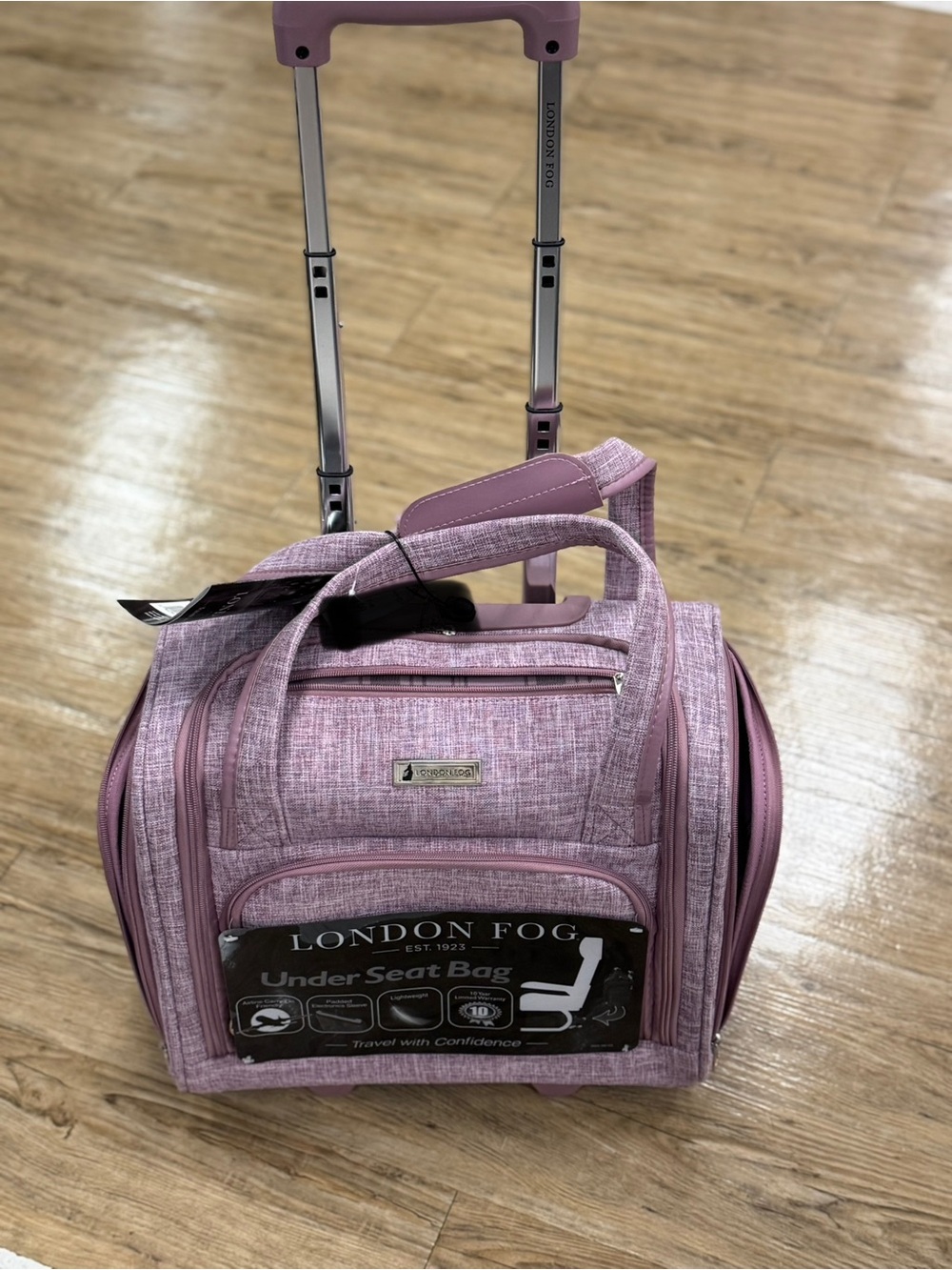 London Fog Women's Pink Under-Seat 15”Rolling Bag